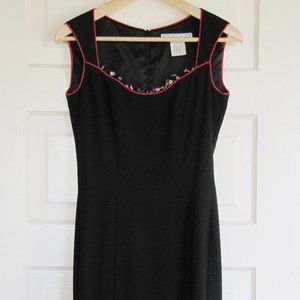 Wiggle Dress w/ Tiny Roses - Black Designer Dress - Catherine Curtis - Size 2